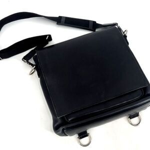 Vintage Village Tannery By Sevestet Men's Large Black Leather Messenger Bag